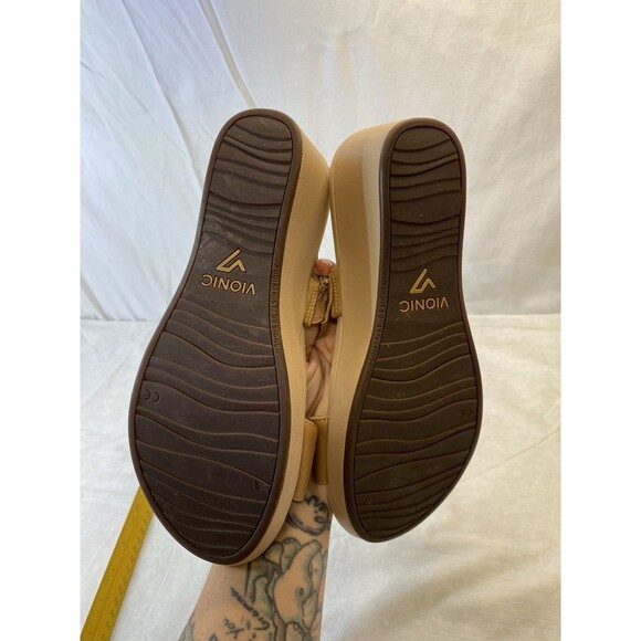 VIONIC Lovell LEATHER Wedge Women’s 11 ADJUSTABLE STRAP Sandals Festival Beachy - Picture 5 of 8